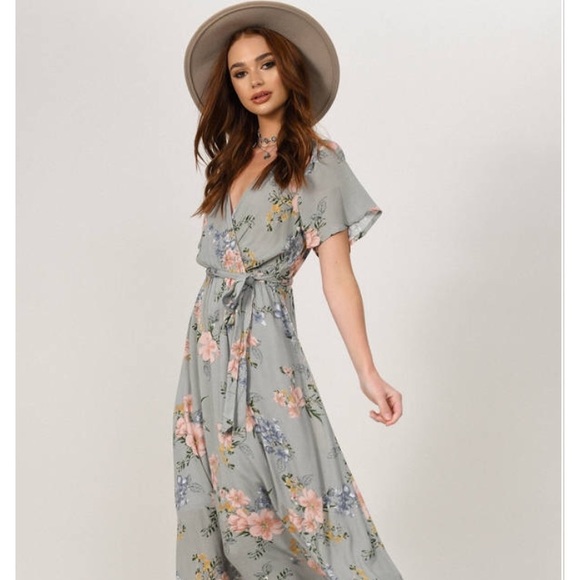 grey floral maxi dress